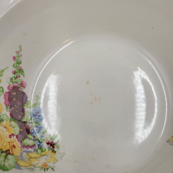 Vintage Hollyhock Bowl Sovereign Potters Canada Earthenware Gold Rimmed Read - Picture 9 of 13